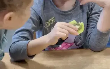 Dziecko bierze udział w zadaniu projektowym