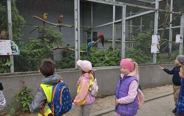 Dzieci zwiedzają zoo