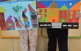 LAUREACI KONKURSU MATEMATYCZNO-PLASTYCZNEGO W FIGURKOWIE-MIASTECZKO GEOMETRYCZNE PREZENTUJĄ PRACE KONKURSOWE