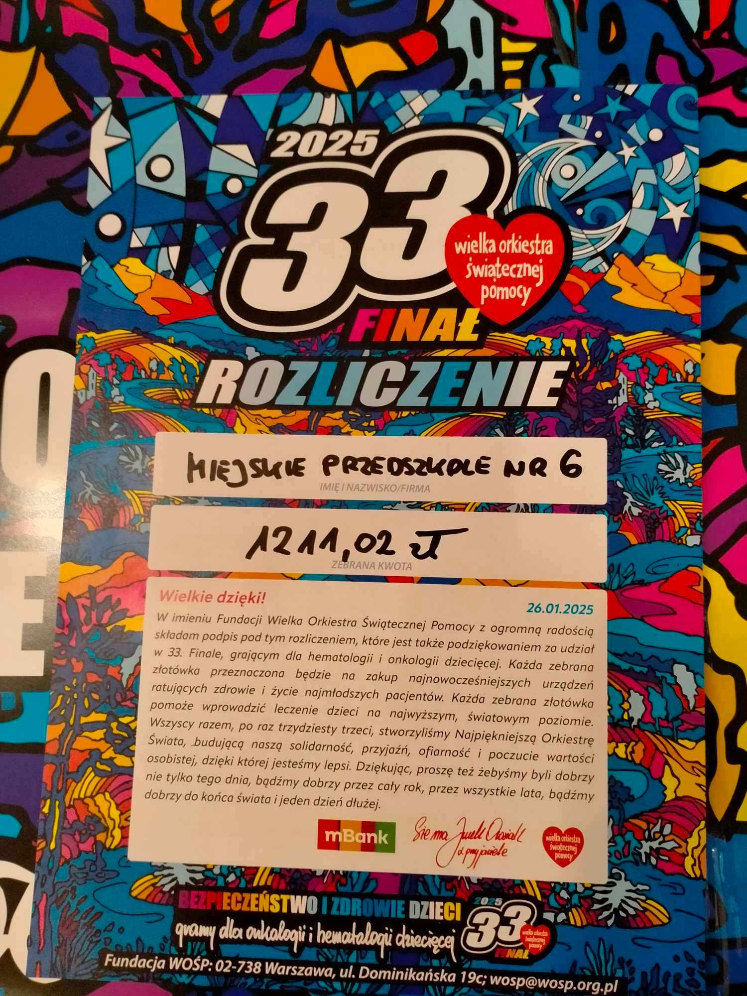 Finał WOŚP w&nbsp;miejskim przedszkolu nr 6 w&nbsp;Zgierzu