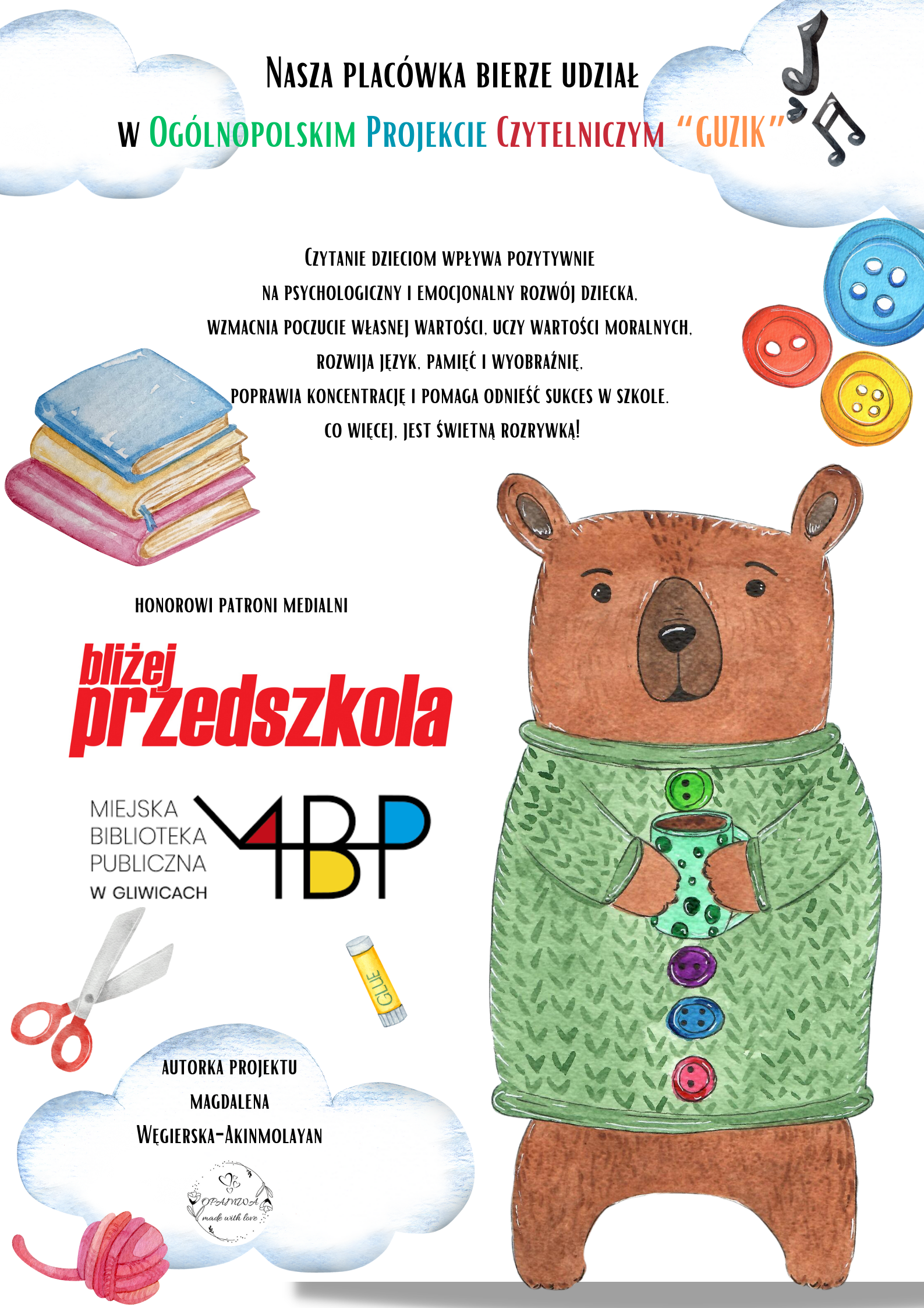 GUZIK PROJEKT CZYTELNICZY PLAKAT PROJEKTOWY