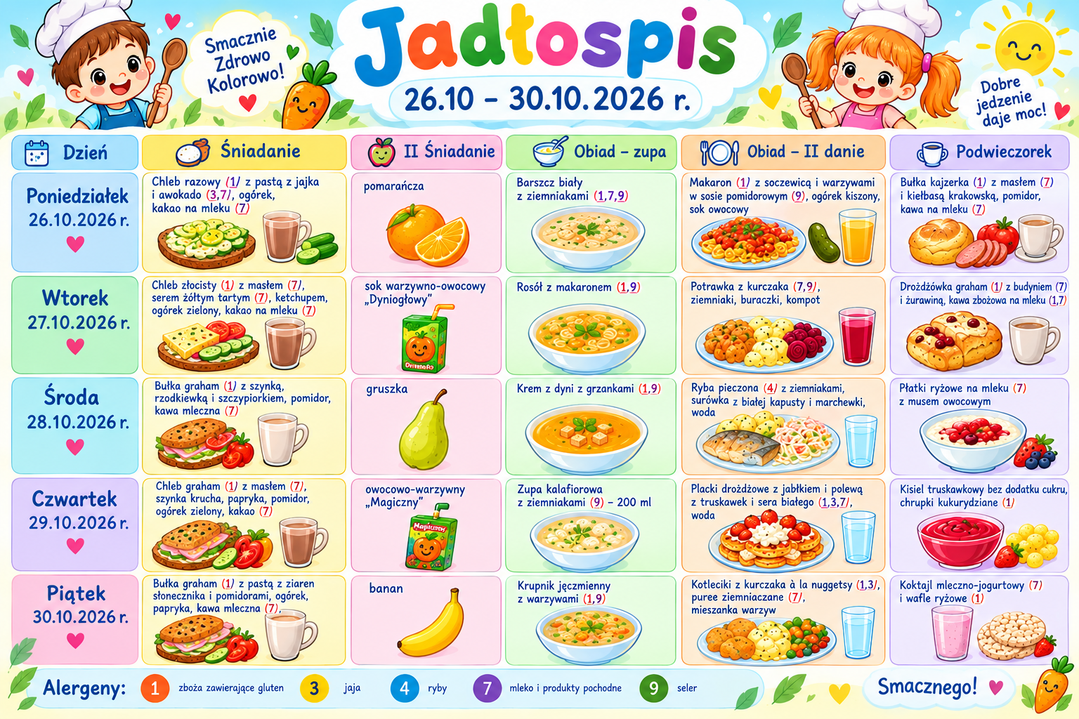 JADŁOSPIS 26.10.2026-30.10.2026