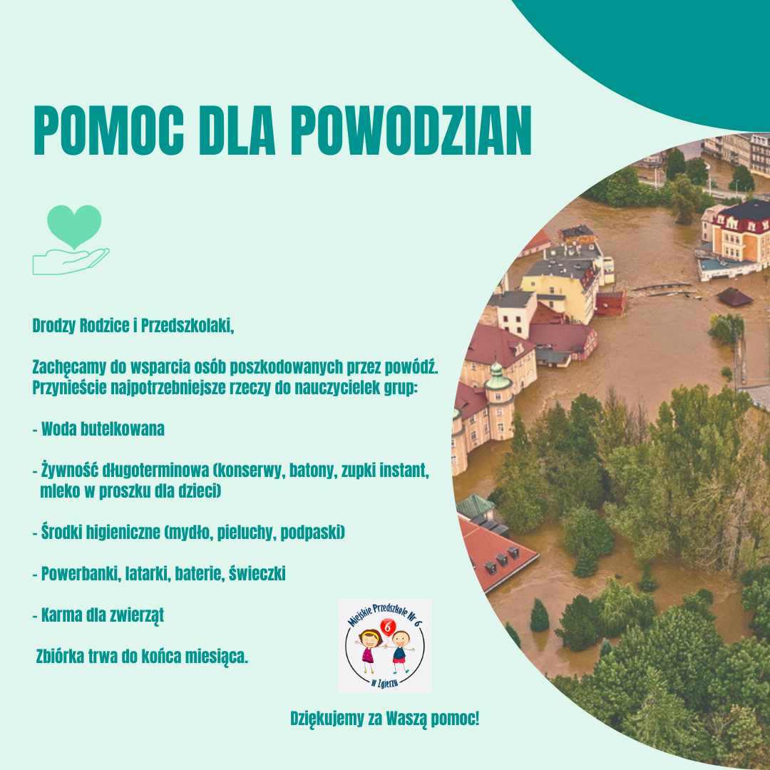 Pomoc dla powodzian - plakat informacyjny.