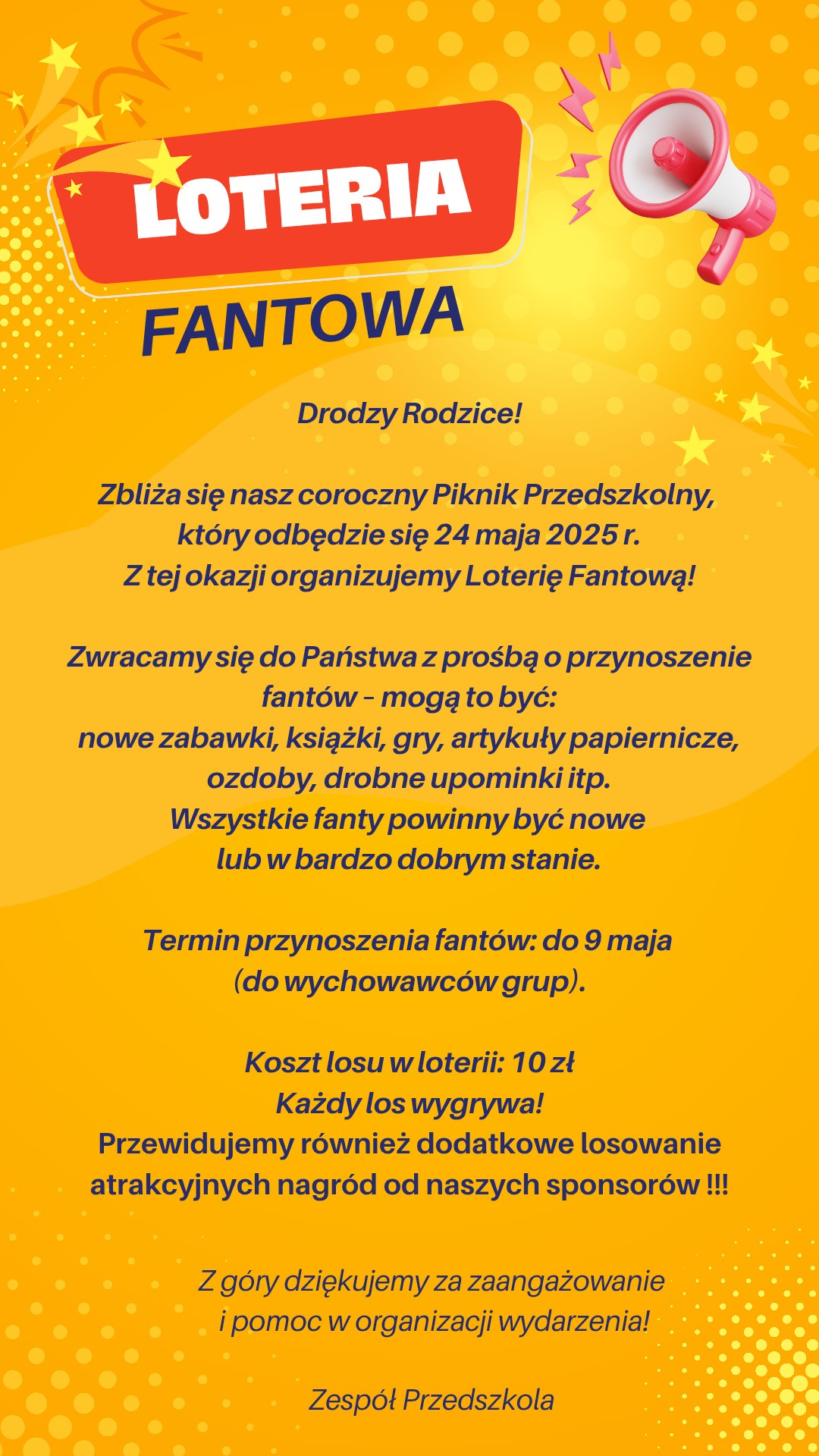 Plakat piknikowej loterii